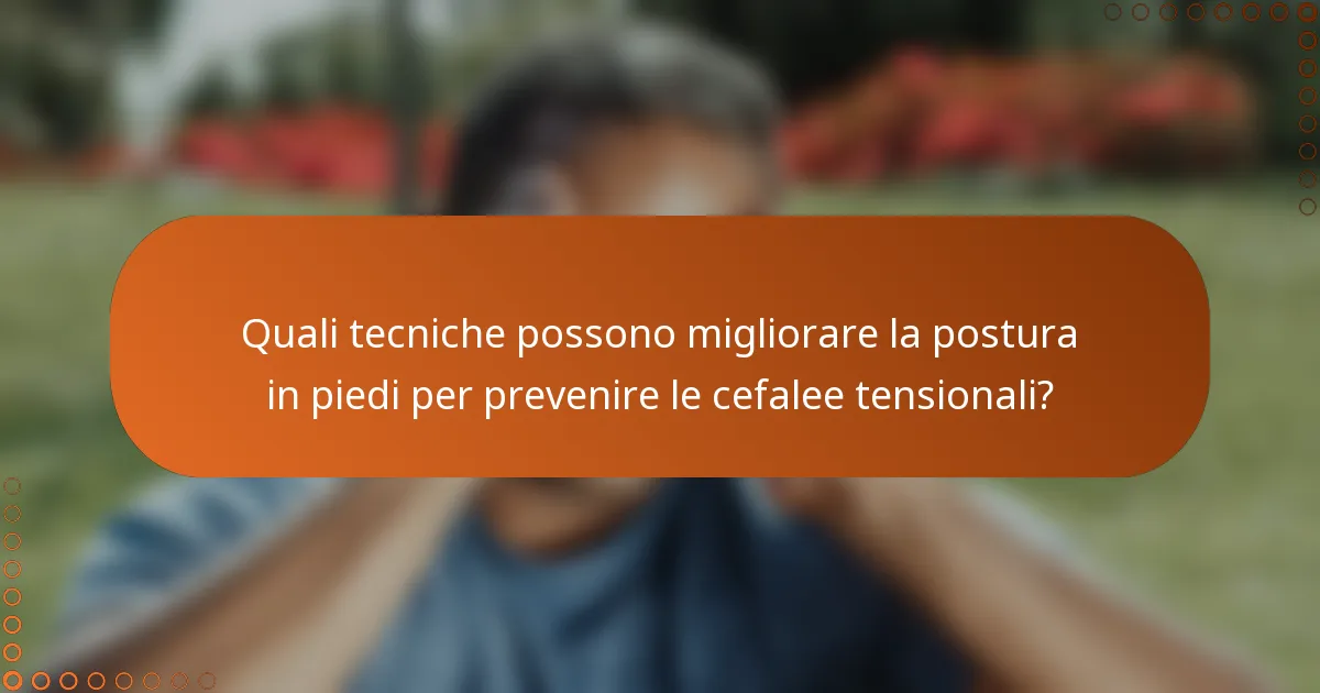 Quali tecniche possono migliorare la postura in piedi per prevenire le cefalee tensionali?